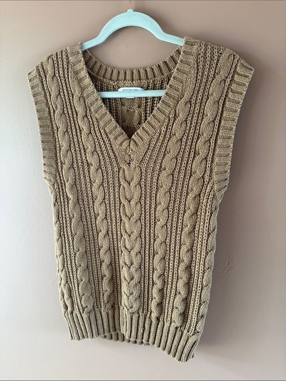 American Eagle Outfitters Cable Knit V-Neck Sweater Vest